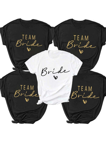 Image of Women Team Bride Bachelorette Party Shower Hen Party Bridesmaid T-Shirt 2022 Girls Wedding Female Tops Tees-FrenzyAfricanFashion.com