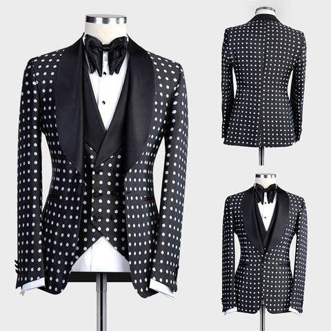 Image of Black Men Suits Tuxedo 2 Pieces Jacket Vest-FrenzyAfricanFashion.com