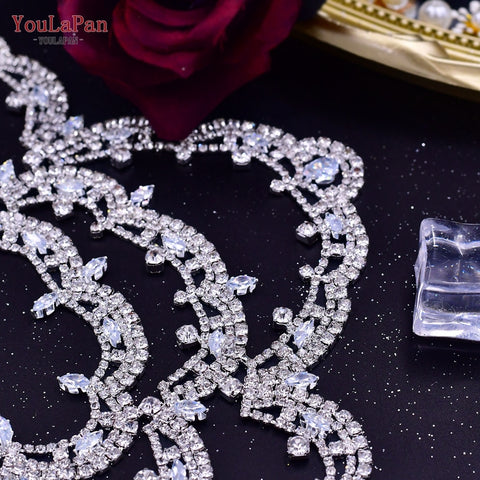 Image of Rhinestone Bridal Headband Big Flower Shape Headdress for Women Crystal Hollow Wedding Headpiece Zircon Headwear-FrenzyAfricanFashion.com
