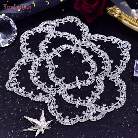 Image of Rhinestone Bridal Headband Big Flower Shape Headdress for Women Crystal Hollow Wedding Headpiece Zircon Headwear-FrenzyAfricanFashion.com