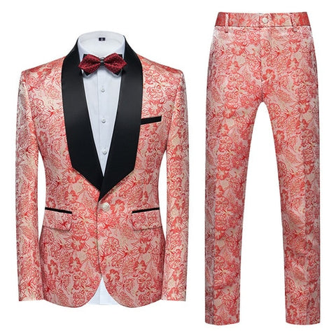 Image of Flower Pattern Suits 3 Pcs Set Dress Blazers Jacket Pants Vest Coat-FrenzyAfricanFashion.com