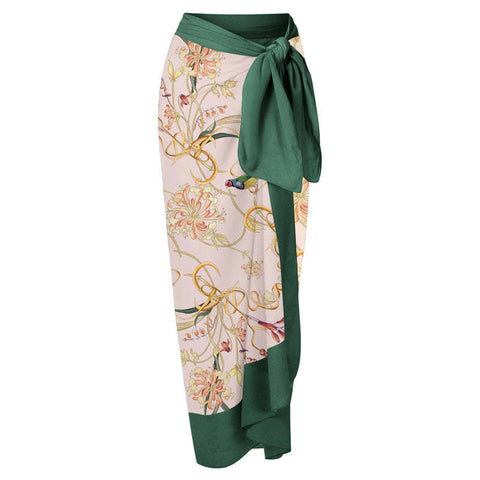 Image of One Piece Swimsuit Floral Print Beach Bathing Suit Set-FrenzyAfricanFashion.com