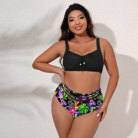 Image of Plus Size Swimwear Women's Swimsuits Large Bathing Suits Two-piece High Waist Push Up Bikini Set-FrenzyAfricanFashion.com