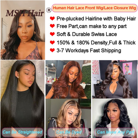 Image of Lace Front Human Hair Wigs Brazilian Body Wave HD Transparent Women's Human Hair Closure Wig-FrenzyAfricanFashion.com