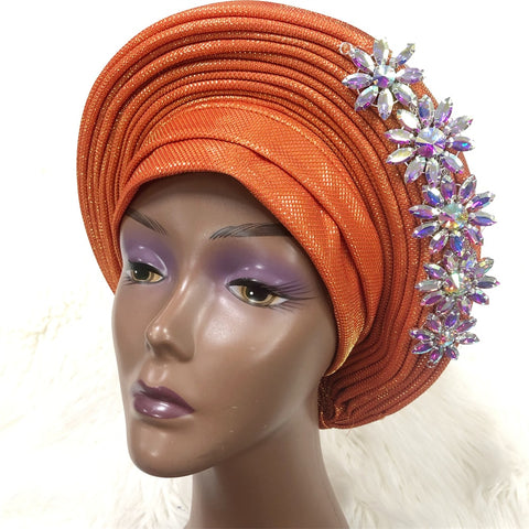 Image of Already Made Aso Oke Gele Headtie Asoebi Turban-FrenzyAfricanFashion.com