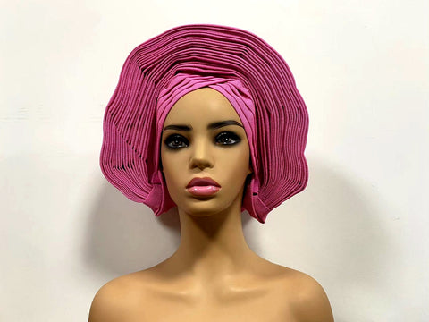 Image of Sego Gele Headtie Nigerian Headwear With Stone Beads Auto Turban Wide Trim-FrenzyAfricanFashion.com