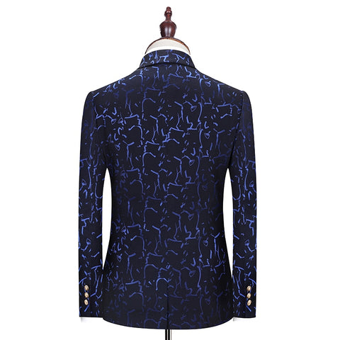 Image of Floral Print 3 Piece Suit Set Men Luxury Bronzing Blazers Vest Trousers-FrenzyAfricanFashion.com