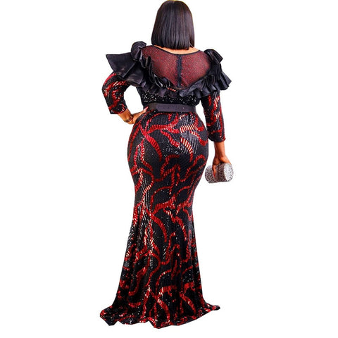 Image of Plus Size Party Long Dresses Sequin Evening Gowns Women Outfits-FrenzyAfricanFashion.com