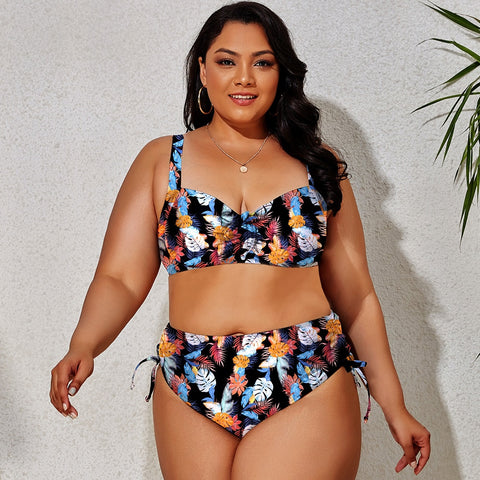 Image of Plus Size Swimwear Women's Swimsuits Large Bathing Suits Two-piece High Waist Push Up Bikini Set-FrenzyAfricanFashion.com