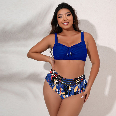 Image of Plus Size Swimwear Women's Swimsuits Large Bathing Suits Two-piece High Waist Push Up Bikini Set-FrenzyAfricanFashion.com