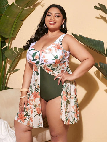 Image of One piece swimsuit Push Up Swimwear Solid Curve Plus Big Size Swim Suits Beach Wear-FrenzyAfricanFashion.com