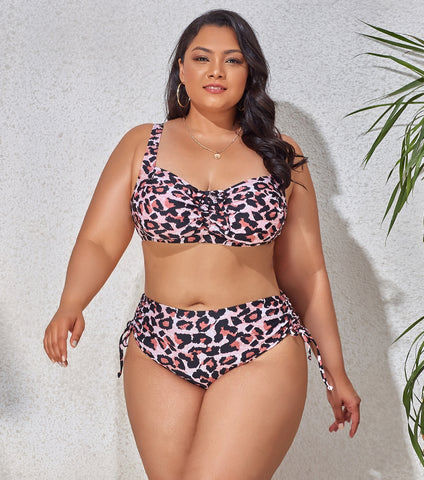 Image of Plus Size Swimwear Women's Swimsuits Large Bathing Suits Two-piece High Waist Push Up Bikini Set-FrenzyAfricanFashion.com