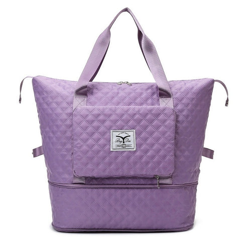 Image of Foldable Travel Bag Wet Dry Separation Waterproof Handbag Lingge Large Capacity Solid Tote Bag Women Gym Yoga Shoulder Bags-FrenzyAfricanFashion.com