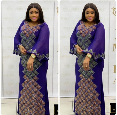 Image of Autumn Dresses Women Abaya Diamonds Maxi Dress Ankara-FrenzyAfricanFashion.com