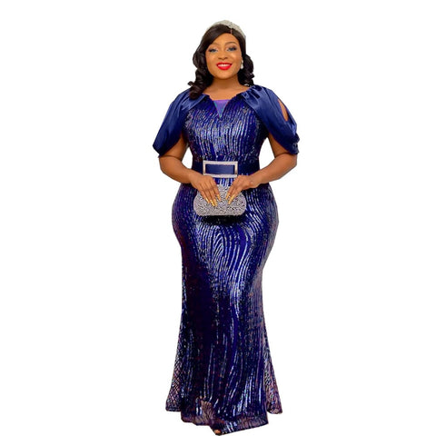 Image of Luxury Evening Dresses Women Plus Size Sequin Mermaid Bodycon Dress-FrenzyAfricanFashion.com