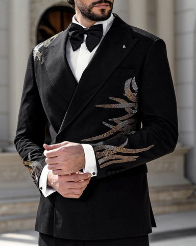 Image of Black Business Men Suits Two Pieces Jacket Pants-FrenzyAfricanFashion.com