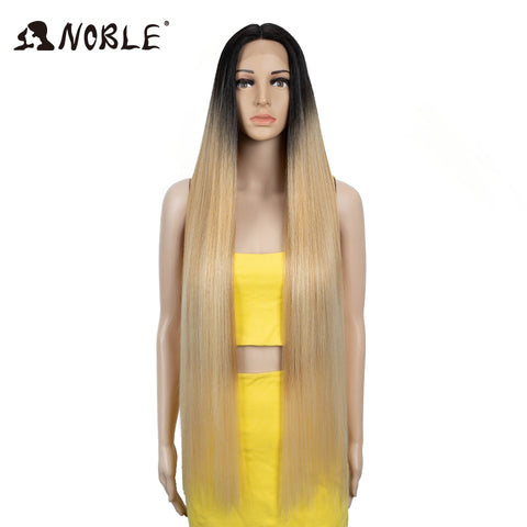 Image of Noble Synthetic Lace Front Wigs For Women 38 Inch Straight Wig Lace Wig Ombre Blonde Lace Wigs Cosplay Straight Lace Front Wig-FrenzyAfricanFashion.com