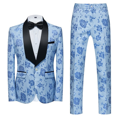 Image of Flower Pattern Suits 3 Pcs Set Dress Blazers Jacket Pants Vest Coat-FrenzyAfricanFashion.com