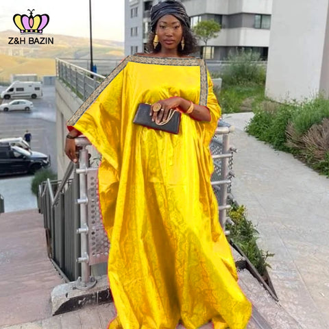 Image of Wedding Traditional Clothing Free Size Bazin Riche Dress-FrenzyAfricanFashion.com