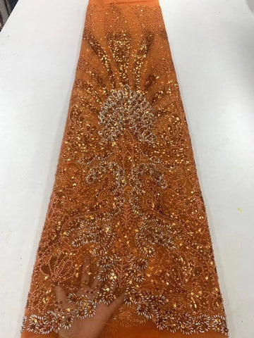 Image of Luxurious Sequence Lace Fabrics With Sequins Beaded-FrenzyAfricanFashion.com