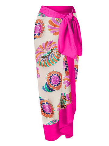 Image of One Piece Swimsuit Floral Print Beach Bathing Suit Set-FrenzyAfricanFashion.com