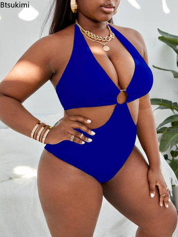 Image of Plus Size Swimsuits Ladies Printed Sexy One Piece Swimsuit Women Holiday Beachwear Bathing Suit Bikinis 2023-FrenzyAfricanFashion.com
