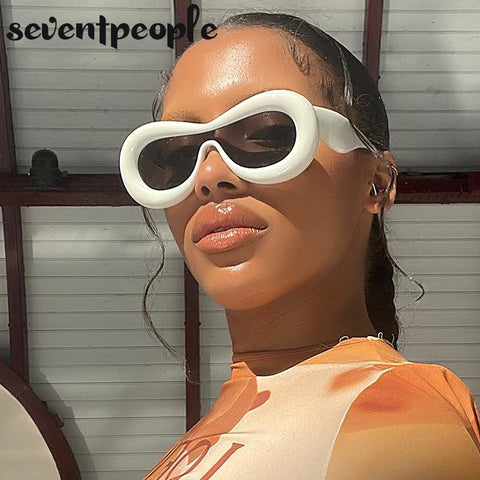 Image of Luxury Designer Mask Sunglasses Women Fashion Cat Eye Sun Glasses for Female New In One-Pieces Sunglass Men Trending Products-FrenzyAfricanFashion.com