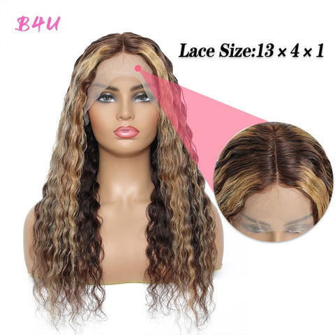 Image of Human Hair Honey Blonde Transparent Lace Wigs T Part Brazilian Bone Straight Lace Front-FrenzyAfricanFashion.com