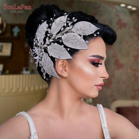 Image of Rhinestone Bridal Headband Big Flower Shape Headdress for Women Crystal Hollow Wedding Headpiece Zircon Headwear-FrenzyAfricanFashion.com