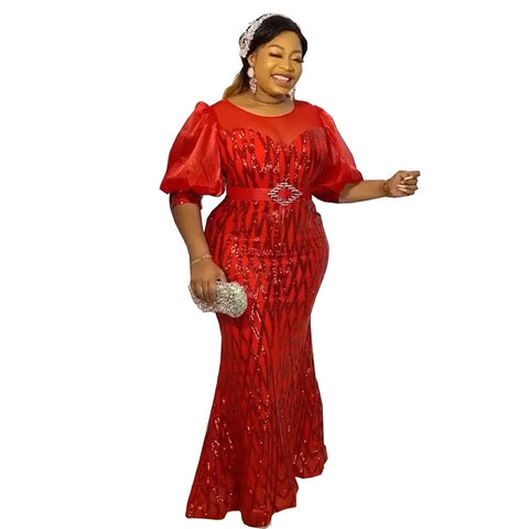 Image of Luxury Evening Dresses Women Plus Size Sequin Mermaid Bodycon Dress-FrenzyAfricanFashion.com