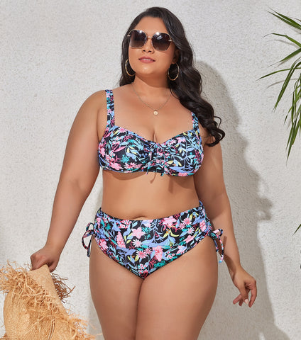 Image of Plus Size Swimwear Women's Swimsuits Large Bathing Suits Two-piece High Waist Push Up Bikini Set-FrenzyAfricanFashion.com