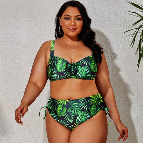 Image of Plus Size Swimwear Women's Swimsuits Large Bathing Suits Two-piece High Waist Push Up Bikini Set-FrenzyAfricanFashion.com