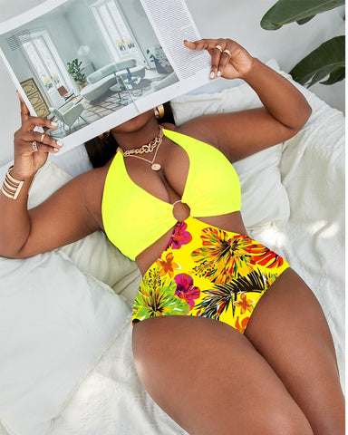Image of Plus Size Swimsuits Ladies Printed Sexy One Piece Swimsuit Women Holiday Beachwear Bathing Suit Bikinis 2023-FrenzyAfricanFashion.com