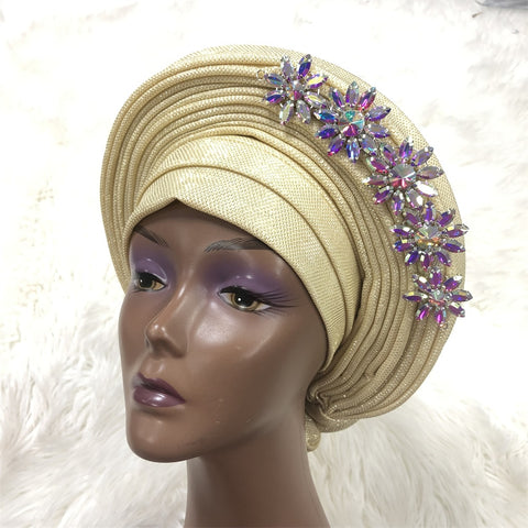 Image of Already Made Aso Oke Gele Headtie Asoebi Turban-FrenzyAfricanFashion.com