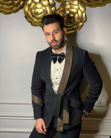 Image of Black Sequin Party Men Suits One-piece Wedding Suit Jacket-FrenzyAfricanFashion.com