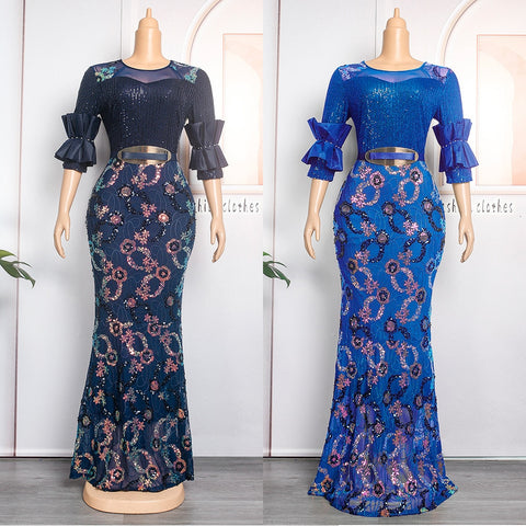 Image of Women Plus Evening Mermaid Dresses Wedding Party Long Luxury Sequin Gown Bodycon-FrenzyAfricanFashion.com