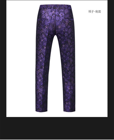 Image of Flower Pattern Suits 3 Pcs Set Dress Blazers Jacket Pants Vest Coat-FrenzyAfricanFashion.com