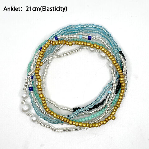 Image of Bohemian Beaded Chain Elastic Anklet Bracelet-FrenzyAfricanFashion.com