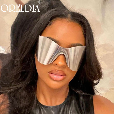 Image of New Oversoized Punk Rimless Sunglasses Women Men Luxury One Piece Sun Glasses Female Brand Designer Y2k Eyeglasses De Sol Oculos-FrenzyAfricanFashion.com