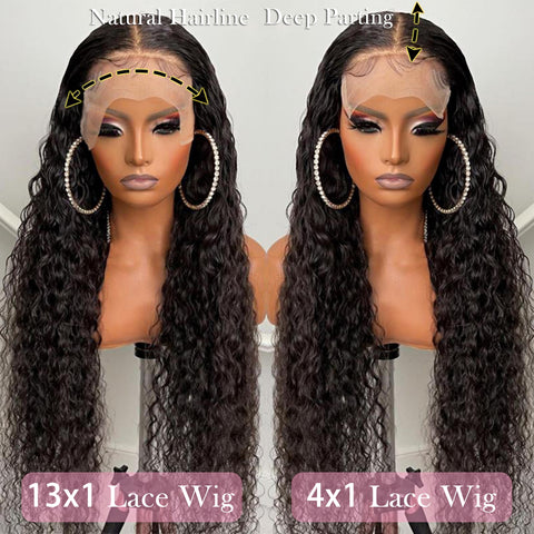 Image of Deep Wave Lace Front Wig Kinky Curly Synthetic Wigs 13x4X1 Cheap Wig Pre Plucked Natural Hair Glueless for Black Women-FrenzyAfricanFashion.com