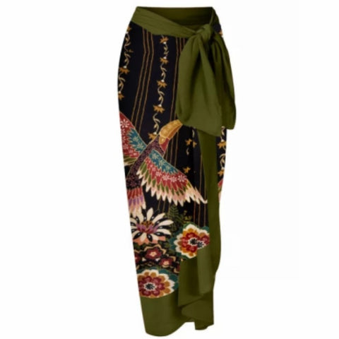 Image of One Piece Swimsuit Floral Print Beach Bathing Suit Set-FrenzyAfricanFashion.com