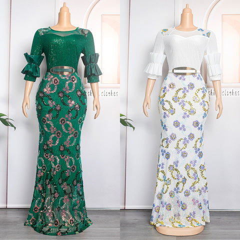 Image of Women Plus Evening Mermaid Dresses Wedding Party Long Luxury Sequin Gown Bodycon-FrenzyAfricanFashion.com