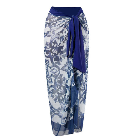 Image of One Piece Swimsuit Floral Print Beach Bathing Suit Set-FrenzyAfricanFashion.com