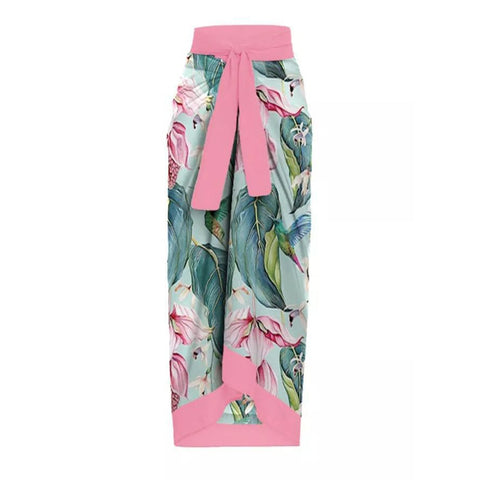 Image of One Piece Swimsuit Floral Print Beach Bathing Suit Set-FrenzyAfricanFashion.com