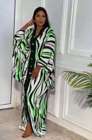 Image of African Attire Dresses Women Boubou with Headtie Dashiki Kaftan-FrenzyAfricanFashion.com