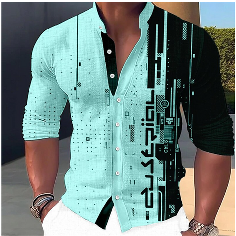 Image of Fashion 3D Printed Collar Shirts Men's Tops Casual Outdoor Party Soft Comfortable Fabric Button Tops-FrenzyAfricanFashion.com