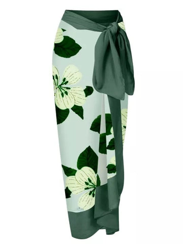 Image of One Piece Swimsuit Floral Print Beach Bathing Suit Set-FrenzyAfricanFashion.com