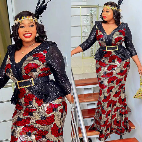 Image of Women Plus Size Mermaid Dress Luxury Sequin Bodycon Evening Dresses-FrenzyAfricanFashion.com