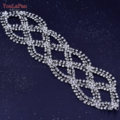Image of Rhinestone Forehead Headband Fashion Crystal Bridal Headpiece Wedding Hair Accessories Tiara wear-FrenzyAfricanFashion.com