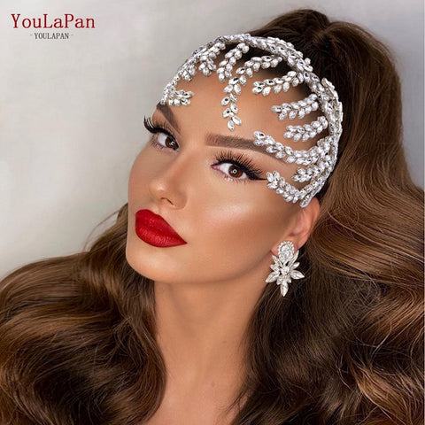 Image of Rhinestone Bridal Headband Big Flower Shape Headdress for Women Crystal Hollow Wedding Headpiece Zircon Headwear-FrenzyAfricanFashion.com
